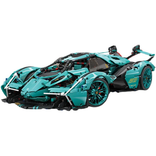 Compatible with Lego Black Warrior V12 remote control sports car racing model building blocks puzzle assembly children's gift toys Sapphire Blue Rambo Small V12 (dual remote control power 1