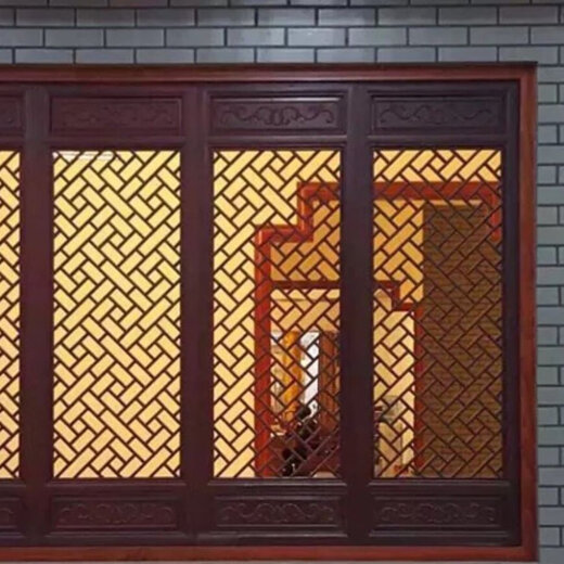 Chinese style interior decoration components customization background wall lattice lattice screen doors and windows wood carving pendants custom package logistics background wall wood carving component packaging materials customization camphor wood per square meter