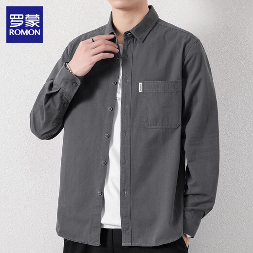 ROMON рубашка с длинными рукавами, мужская рубашка из чистого хлопка без железа, 2025, осенне-зимняя бархатная модная повседневная рубашка-куртка для мужчин, зеленый боб, XL, рекомендуется 126-140Jin Jin, вес 0,5 кг.