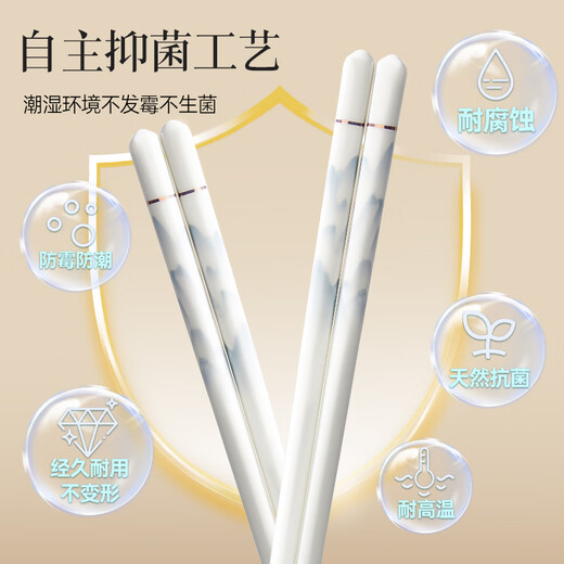 Double gun household ceramic chopsticks food contact grade antibacterial and mildew proof Qianli Jiangshan 10 pairs high-end gift box