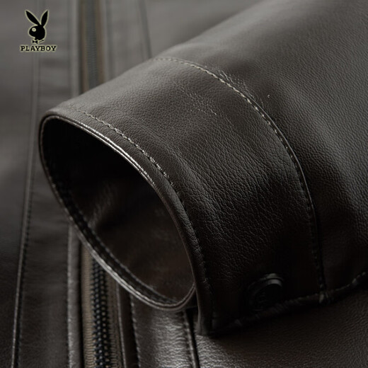 Playboy (PLAYBOY) Dad Winter Genuine Leather Jacket Men's 2025 Velvet Thickened Middle-aged and Elderly New Warm Leather Jacket Men Black 3XL