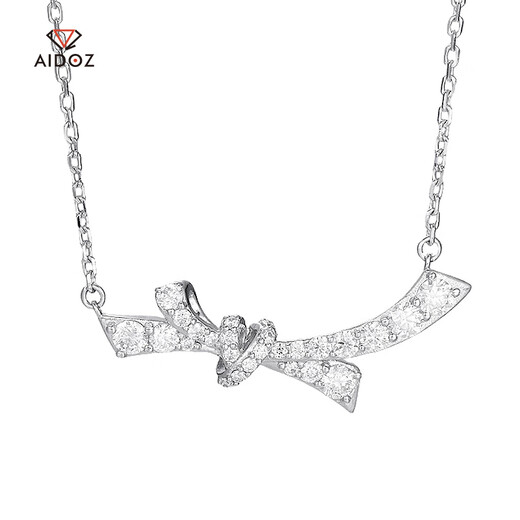 Aido diamond pt950 platinum necklace for women platinum bow set chain inlaid with moissanite diamond light luxury gift platinum bow moissanite diamond necklace