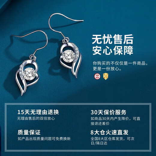 China Gold I Have You in My Heart Pure Silver Earrings Female Topaz Earrings Romantic Gift for Girlfriend and Wife Birthday and Wedding Jingsuda - I Have You in My Heart Pure Silver Topaz Earrings