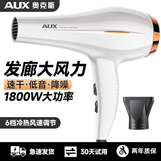 AUX hair dryer 2200w high-power hair dryer for barber shops, hair salons, household quick-drying negative ion hair care, no damage to hair styling, hair drying, standard model 1800W