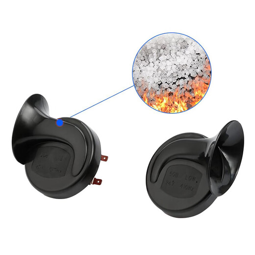 He Jiagong automobile motorcycle snail horn super loud tram 12v24v48v60v72v high and low bass waterproof horn truck single black 24V
