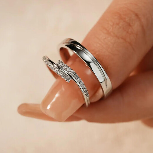 The Key to True Love - pt950 Platinum Ring Couple's Ring Natural Diamond Niche Light Luxury Customized Engraving Pair PT950 Platinum Women's Ring No. 9-12 Single