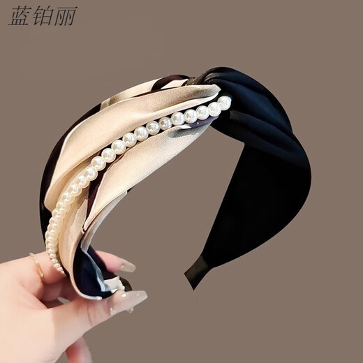 Keegfeg wide-brimmed headband, high-end female hair-pressing headband, 2025 new retro fashion hairpin, high skull top, face-showing small headwear, main picture color