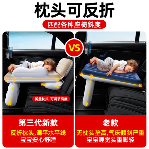 Dengjie Car Baby Sleeping Bed High Speed Rail Baby Sleeping Magic Device Children's Car Rear Sleeping Mat Aircraft Inflatable Mattress A Model with Foot Pillars Beige