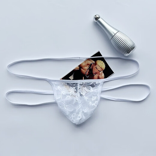 Unisex underwear for sleeping naked, sexy boys single butt, men's lace transparent butt lift thong inner black double butt