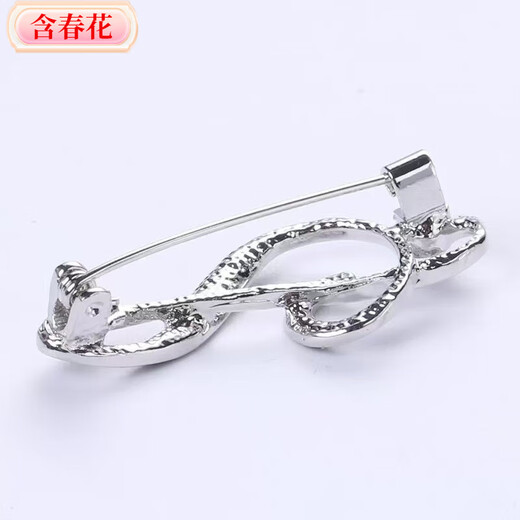 Containing spring flowers, Japanese and Korean personalized note brooch, alloy dripping oil, simple and elegant suit shirt pin for men and women, silver