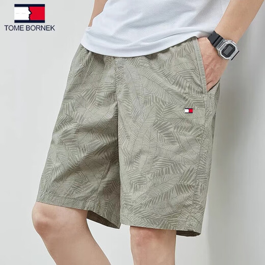 TOMMY JEANSTOY JEANS汤米Tommy美国夏季纯棉五分短裤休闲百搭宽松沙滩裤男裤 9215豆绿高端休闲抗皱商务 XL