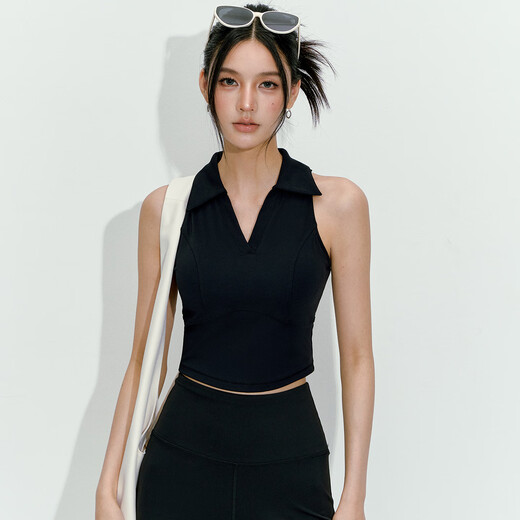 LULULMCCTN sports vest for women with chest pad, new sleeveless Pilates professional fitness yoga top, black L