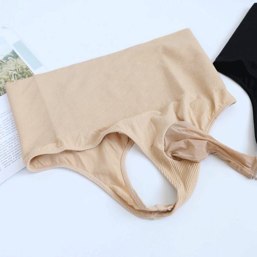 Renduo men's jj set thong sexy and interesting buttocks control tummy control high waist large size men's thong triangle buttocks underwear