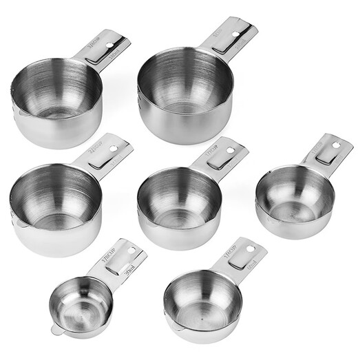 Stainless Steel Measuring Spoon and Measuring Cup Set Baking Graduated Cooking Seasoning Spoon Measuring Tool Measuring Cup Regular Measuring Cup + Round Measuring Spoon 13-piece Set