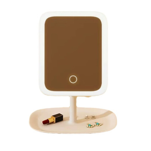 Xuanmi LED smart makeup mirror with light desktop Internet celebrity female fill-in light small mirror ins style dormitory desktop portable small dressing ins dressing mirror pearl white rotating + extra large mirror + stepless dimming