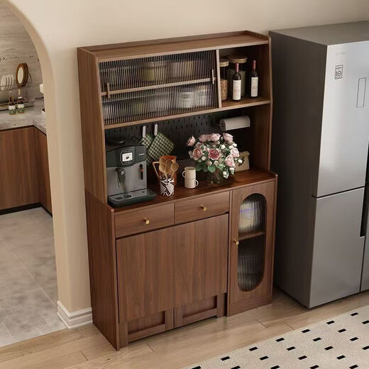 Qiuke solid wood sideboard dining table integrated wall-mounted antique style small apartment storage cabinet 2025 new living room dining table wine cabinet