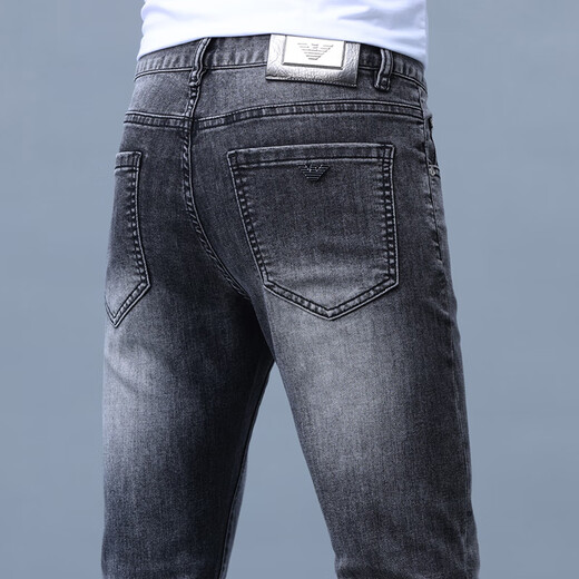 FALAMAONE Armani Men's New Fashion Brand Jeans Men's Summer Thin Stretch Slim Small Foot High-end Light-Colored Trousers Light Color 9901; Official Standard for Flagship Model 28 [Wait 2-foot 1]