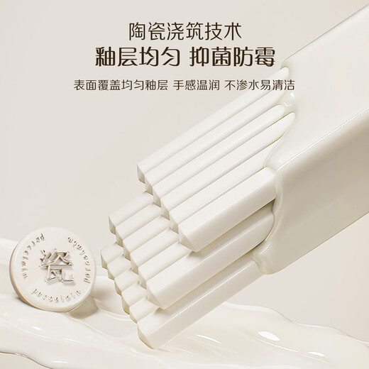 Shuwushuo ceramic chopsticks, high-end household mildew-proof, moisture-proof and high-temperature-resistant tableware, antibacterial, one person, one chopstick, family meal sharing, 10 pairs