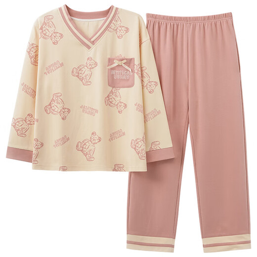 胖东来睡衣女春秋季纯棉韩版长袖长裤卡通套装可外穿夏秋冬款大码家居服 GXT9928 M (建议75-95斤)