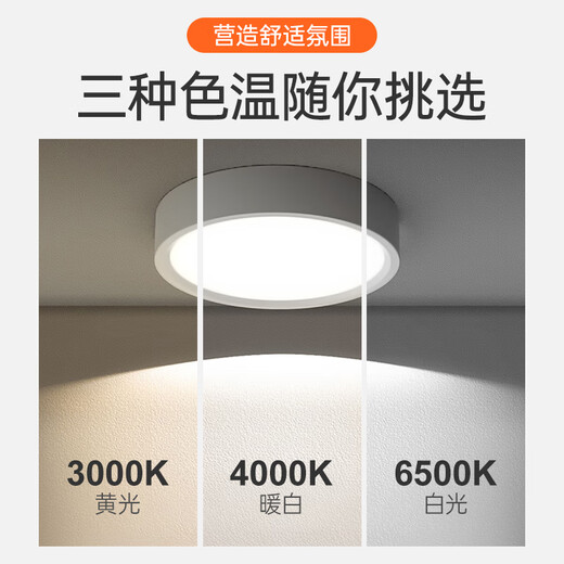 Foshan Lighting (FSL) LED ultra-thin surface-mounted downlight ceiling spotlight aisle light ceiling light white shell 4 inches 14W diameter 135mm white light (6500K)