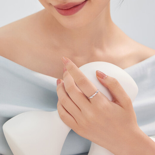 Lukfook Jewelry Platinum Ring Platinum 950 Bright Braided Ring for Women Price No. 15 - About 2.28g