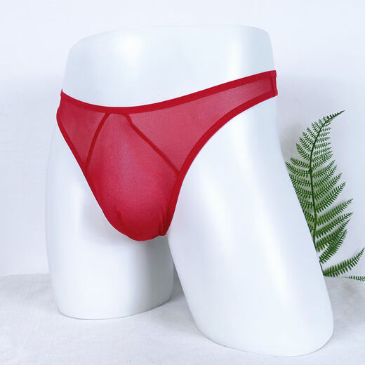 Men's sexy underwear U convex back hollow single thong transparent mesh thong nightclub men's JJ seamless T-pants purple one size fits all elastic waist 2 o'clock 0-2 o'clock 8 feet