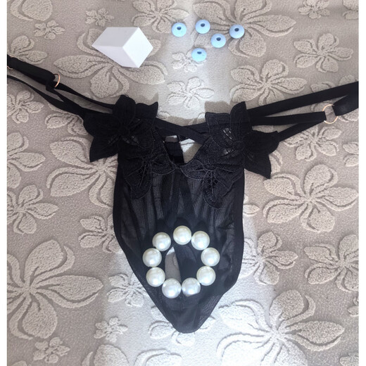 He Jiagong sexy men's beaded ring thong single adjustable waist massage T-pants beaded underpants abstinence style black one size fits all 80-150Jin Jin is equal to 0.5 kg