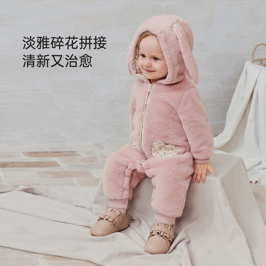 Babylove clearance baby jumpsuit winter plush warm outdoor clothes for baby girls cute hooded romper