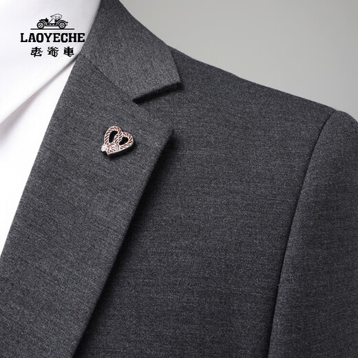 Classic Car (LAOYECHE) Men's Suit Suit 2025 Autumn and Winter New Middle-aged Wedding Dress Slim Casual Professional Formal Suit Men Gray M 170