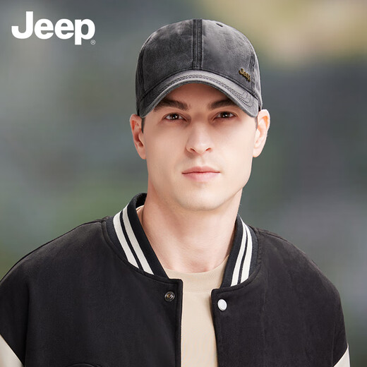 Jeep (JEEP) hat men's baseball cap four seasons outdoor trendy retro peaked cap men's and women's sun hat black