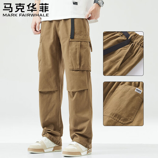 Mark Huafei Casual Pants Men's Spring and Autumn American High Street Loose Workwear Versatile Sports Tie-Up Pants Black XL