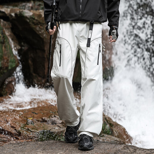 Foss Phil outdoor functional wind overalls men's autumn and winter windproof and water-repellent loose casual assault pants 8527 light gray XL