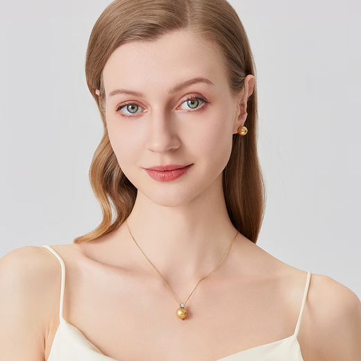 LAPRAFANY/Laibofen Gilder South Sea red gold bead pendant necklace 18K gold thick natural seawater pearls 12-13mm Gilder five-star red gold free 18K chain