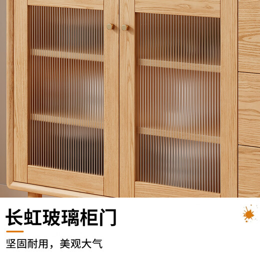 Chaobomu solid wood sideboard integrated wall tea cabinet rubber wood living room side cabinet storage cabinet small apartment kitchen cabinet solid wood color 120*40*95 (imported rubber wood)