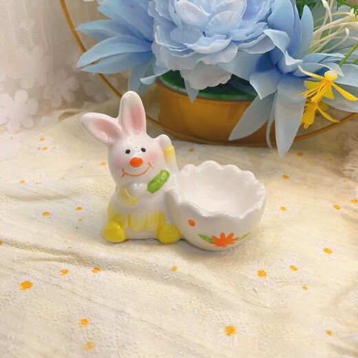 Raft core egg tray creative ceramic beauty egg rack creative ornaments storage tray kitchen table utensils egg cup ritual chicken style one yellow