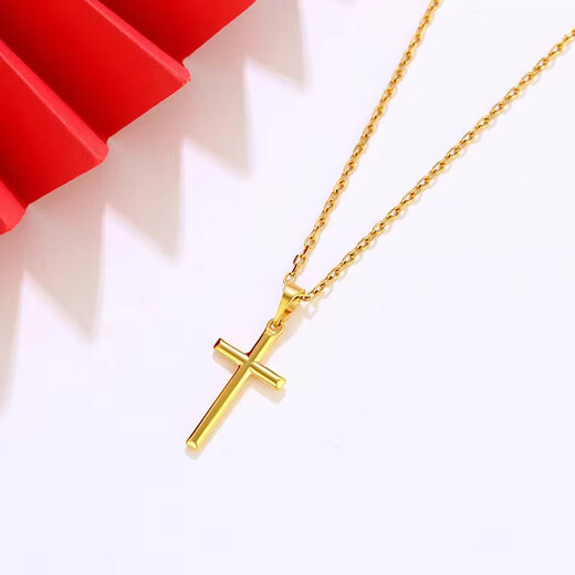 Tongrubi Nine Years Good Store Anti-proof Gold Necklace Women's Cross Pendant Necklace Simple Fashion Couple Pendant Knot Free Exquisite Gift Box