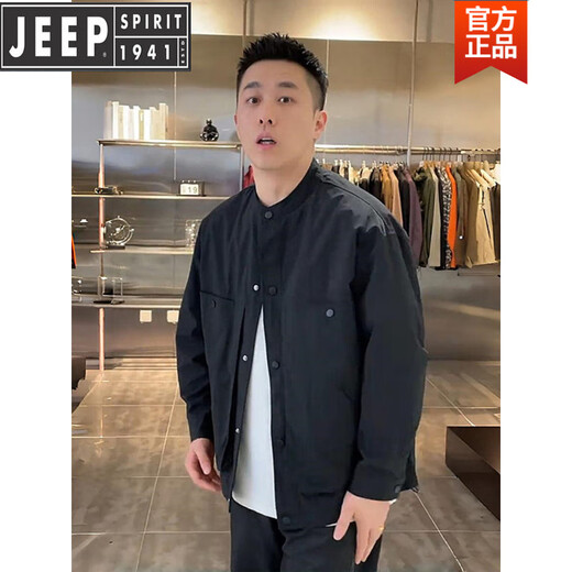 JEEP2025 Autumn Trend Henry Collar Shirt Jacket Men's Simple Fashion Loose Versatile Slim Casual Jacket Apricot XL 140-160Jin Jin is equal to 0.5 kg