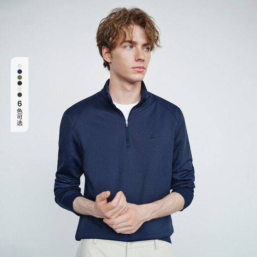Navigare Zhang Xincheng's same style small sailing half open collar sweatshirt autumn new simple casual long-sleeved men's base shirt navy blue XL