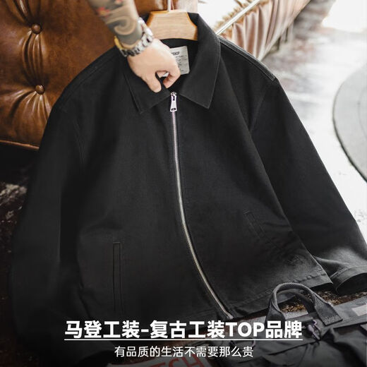 Madden Workwear American Casual IKE Cotton Coach Jacket Men's Jacket Spring and Autumn Thin Black Profile Men's Top Black Trendy Handsome/Boys/2025 New L