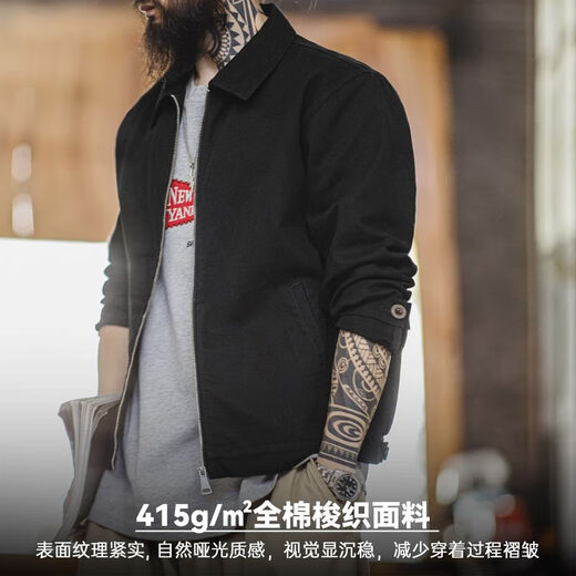 Madden Workwear American Casual IKE Cotton Coach Jacket Men's Jacket Spring and Autumn Thin Black Profile Men's Top Black Trendy Handsome/Boys/2025 New L