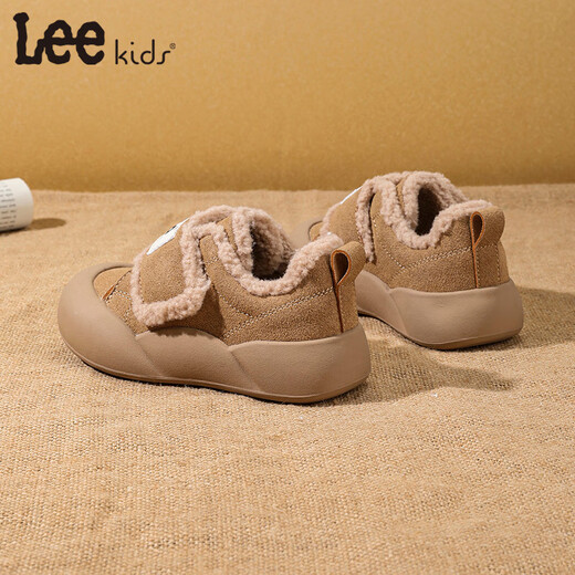 LEE KIDS Children's Shoes Winter New Children's Warm Snow Boots Plus Velvet Cotton Shoes Girls Casual Shoes Flat Shoes Boys Big Children Khaki 34 Recommended Foot Length 206mm