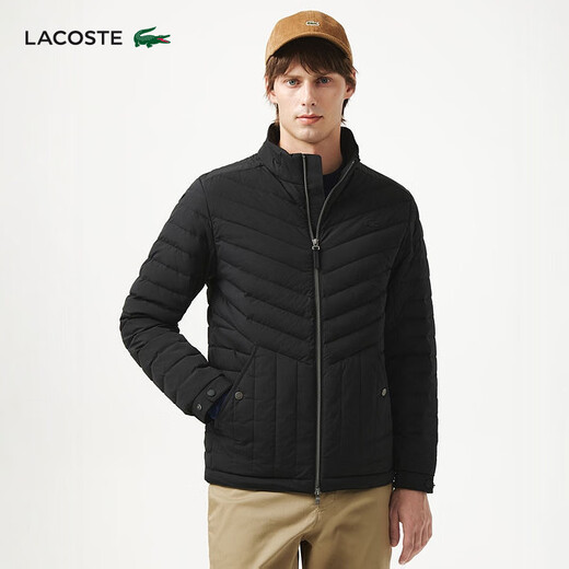 LACOSTE French crocodile men's 25 autumn new V-shaped partition quilted goose down jacket | BH2550 031/black S 46