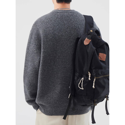 Pure (YISHion) Henry collar pullover bottoming shirt for men in autumn and winter thickened knitted sweater American fashion brand loose solid color inner sweater black L suitable for 135-150Jin Jin equals 0.5 kg