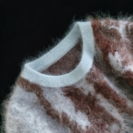 MEIYANG Daizi Cashmere Sweater Full Cashmere Brushed Contrast Color Round Neck Loose Knitted Sweater Casual Fashion Winter New Style Color M