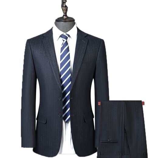 丨Lilang丨Autumn and winter men's high-end business casual suit suit slim formal suit groom wedding dress two-piece set gray blue 2XL (recommended 135-150Jin Jin equals 0.5 kg)
