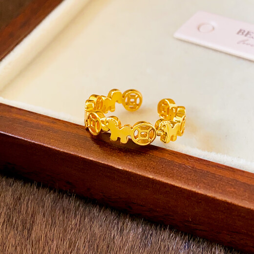 Xinshe Make Money Immediately Imitation Sand Gold Ring for Women Long-lasting Pony Coin Index Finger Ring 2025 New Year of the Horse Ring Pony Coin (Open Ring)