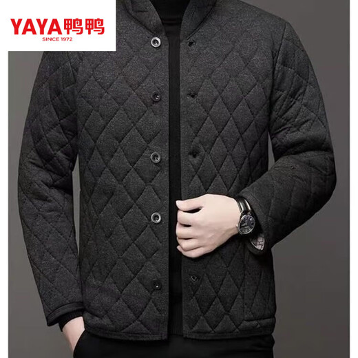 Duck Men's Winter Camel Down Winter Clothes for Middle-aged and Elderly Cold-proof Cotton Clothes Thickened Dad's Plush Cotton Jacket Warm Cotton Clothes Stand Collar Jacket Dark Gray Classic 4XL 125 to 150Jin Jin is equal to 0.5 kg