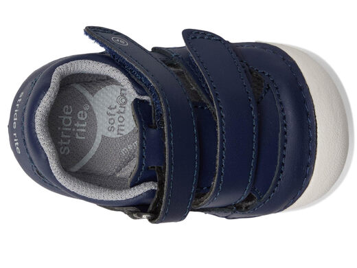 Stride rite baby sandals, memory foam insole with Velcro, round toe, soft and non-slip, baby boy and girl toddler, navy blue 5.5 Wide Infant