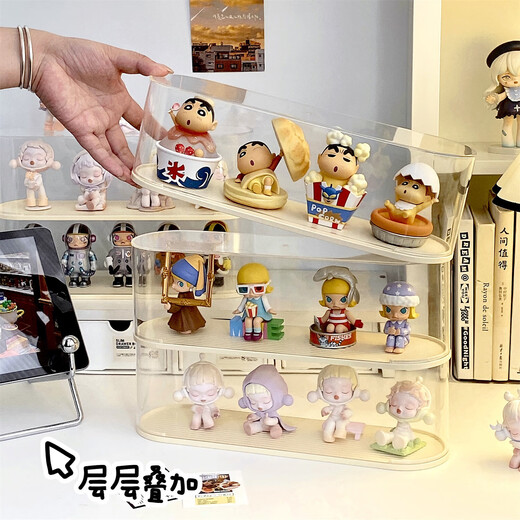 Blind box storage display stand Bubble Mart display cabinet small figurine doll doll cloth transparent dust-proof box arc single layer * 1 pack - free of glue / thickened and strong