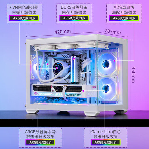 Colorful amd Ruilong r7 9800x3d/9700x rtx5080/5070ti/5060 white sea view room desktop assembly computer host game e-sports flagship store diy complete machine 2 R7 9700X+5060T8+1T+32G